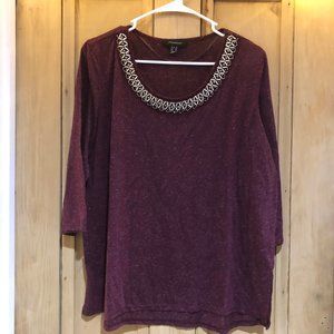 Maroon Top with Detailed Neckline